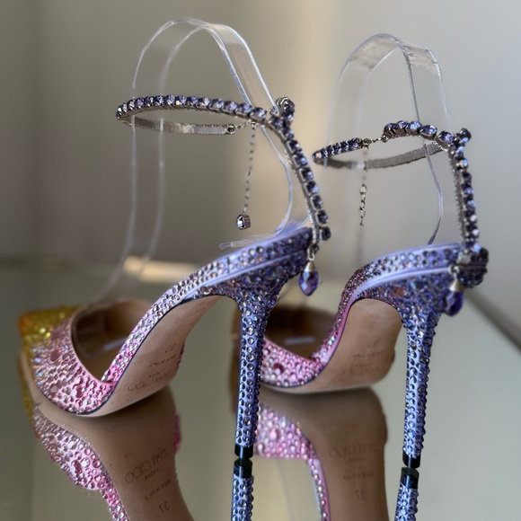 New JIMMY CHOO Saeda 100 embellished satin pumps $2,095 37 - Picture 15 of 17